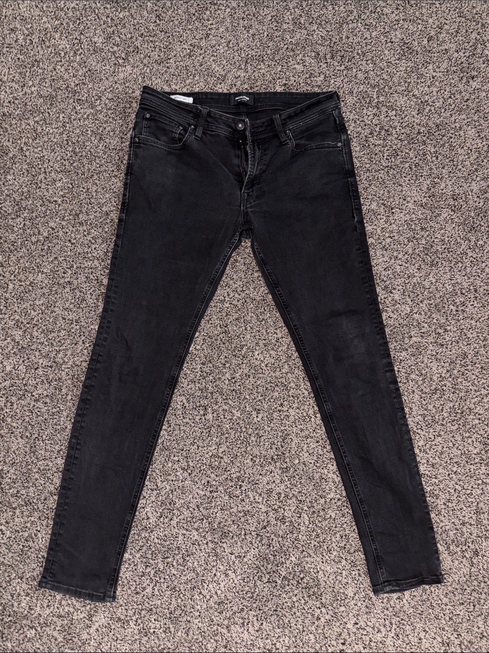 Mens 34/32 Black Skinny Jeans with Stretch
